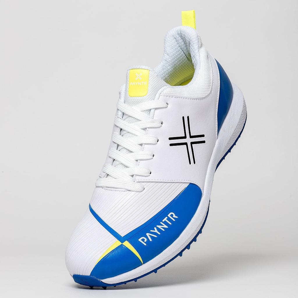 Payntr V Pimple - White &amp; Blue Cricket Shoes